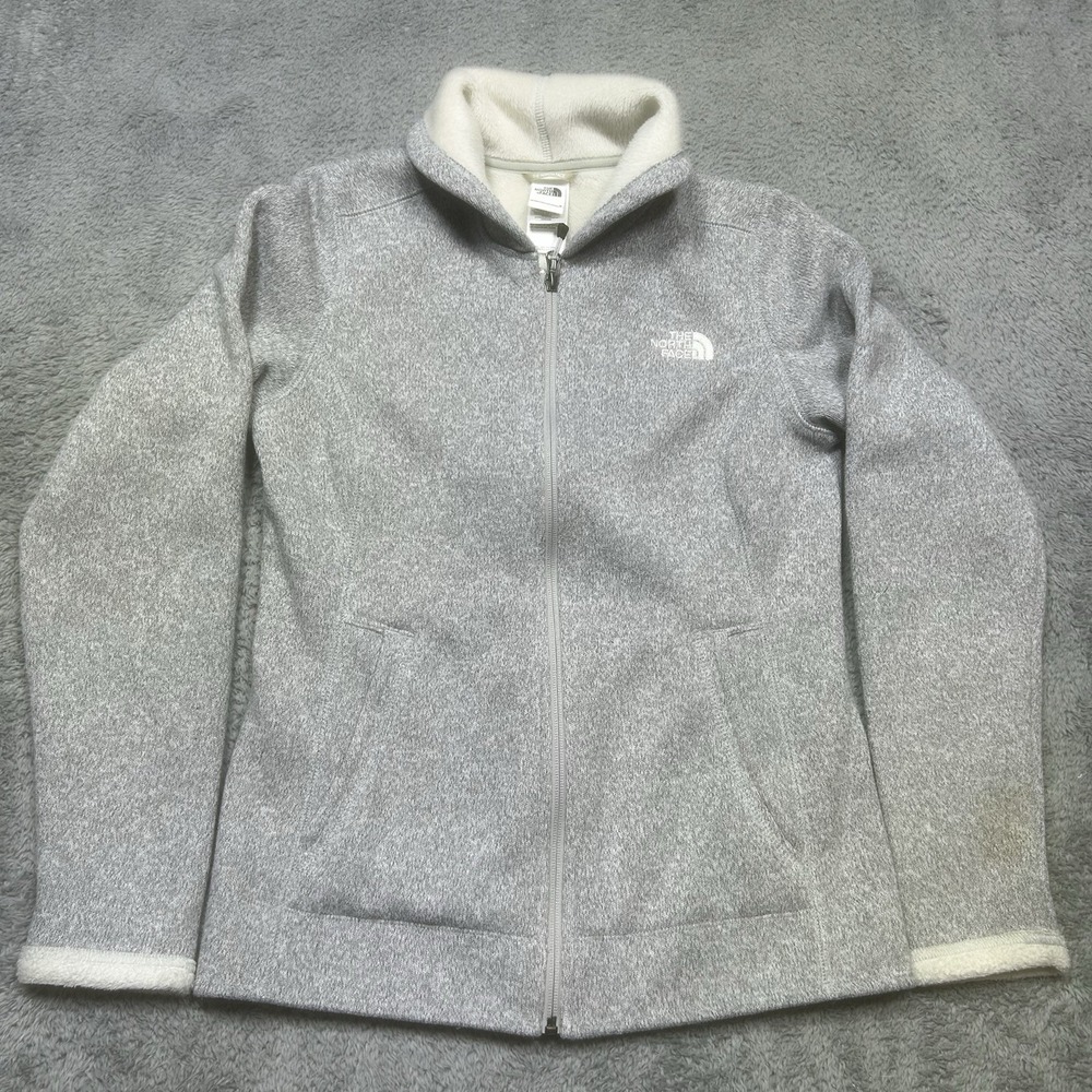 The North Face Jacket Women's S Gray Fleece Full Zip High Collar Outdoor *SPOTS